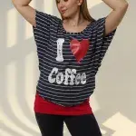 3-Piece Cotton Pajama Set – I Love Coffee Print, Comfortable Summer Sleepwear