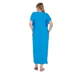 Bright Blue Maxi Dress with Embroidered Front