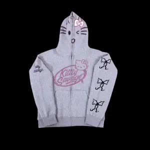 GRAY KITTY SAVAGE ZIP HOODIE