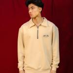 Beige Faith and Luck Half Zip Sweatshirt