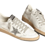 Golden Goose Ball Star in nappa with white star and glitter heel tab(Women's)
