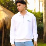White Faith and Luck Half Zip Sweatshirt
