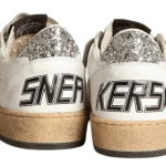 Golden Goose Ball Star in nappa with white star and glitter heel tab(Women's)