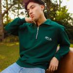 Green Faith and Luck Half Zip Sweatshirt