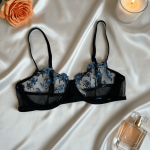 Blue-black Floral Lingerie set