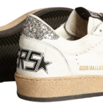 Golden Goose Ball Star in nappa with white star and glitter heel tab(Women's)