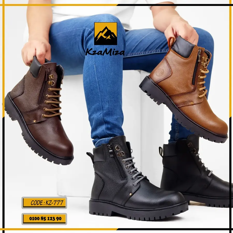 🥾 سيفتي جلد طبيعي نعل رابر حديده امامية كود 777 Leather