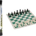 M D Stay Fit MD Leather Patch Chess Roll with Plastic Chess Pieces Inside Portable Cylinder - Fixed Size 5 Years & Above