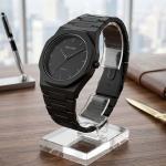 ساعة SKMEI رجالي اسود-ابيض عقارب ذهبي Carbon Fiber
