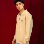 Beige Faith and Luck Half Zip Sweatshirt