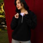 Black Faith and Luck Half Zip Sweatshirt