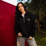 Black Faith and Luck Half Zip Sweatshirt