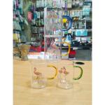 A flamingo-themed thermal glass mug, perfect for your summer drinks.