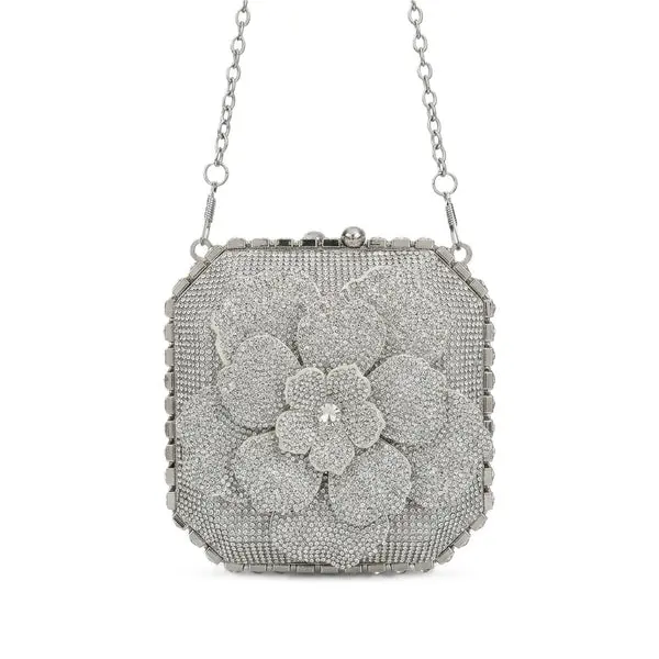 Camellia Floral Crystal-Embellished Evening Bag VS-63