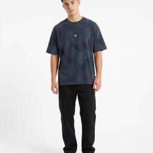Black Small Print Oversized Fashion T-Shirt