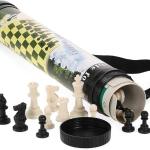 M D Stay Fit MD Leather Patch Chess Roll with Plastic Chess Pieces Inside Portable Cylinder - Fixed Size 5 Years & Above