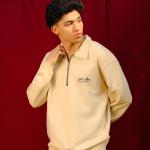 Beige Faith and Luck Half Zip Sweatshirt