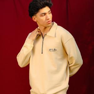 Beige Faith and Luck Half Zip Sweatshirt