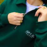 Green Faith and Luck Half Zip Sweatshirt
