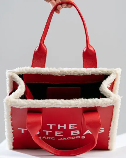 RED LEATHER TOTE BAG