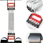 MD Stay FitUltimate Power 3 in 1 Adjustable Chest Exerciser with 5 Springs, Hand Grip Strengthener, Pedal Pull Rope Strap, Home Fitness Equipment for Exercise, Finger, Waist, Arm