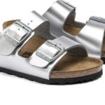 Birkenstock Arizona Children's Percoflor - Electroplated Silver with a Metallic Sheen