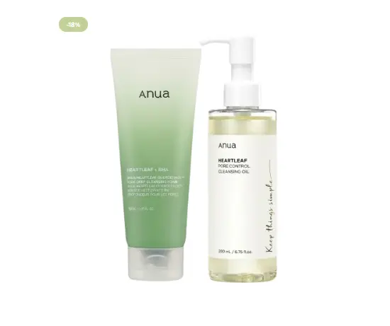 ثنائي أنوا لتنظيف المسام والتحكم بالدهون – Anua Heartleaf Pore Control Cleansing Duo