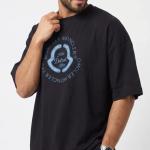 Black Oversized Circle Chest Print T-Shirt