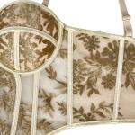 Embroidered Boned Corset Top Built-in Pad Sheer Bustier Camisole