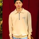 Beige Faith and Luck Half Zip Sweatshirt