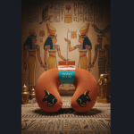 وسادة سفر فاخرة للرقبة بتصميم أنوبيس (الرمز المصري القديم) - رمادي