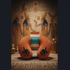 وسادة سفر فاخرة للرقبة بتصميم أنوبيس (الرمز المصري القديم) - رمادي