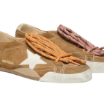 Golden Goose True-Star in tobacco-colored suede with white star and platinum heel tab(Women's)