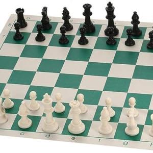 M D Stay Fit MD Leather Patch Chess Roll with Plastic Chess Pieces Inside Portable Cylinder - Fixed Size 5 Years & Above