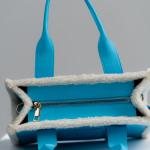 BLUE LEATHER TOTE BAG