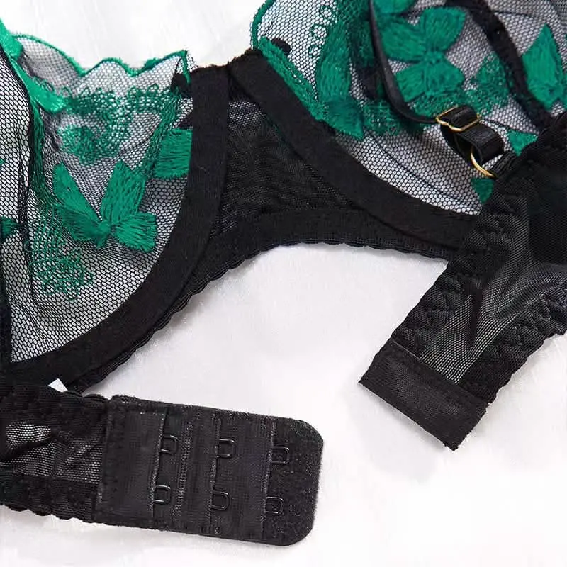 Veilvine Floral Embroidery Lace Lingerie Set