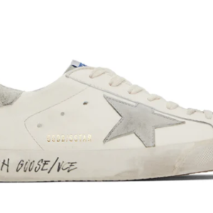 vGolden Goose Super-Star in white leather star grey suede back (Women's)