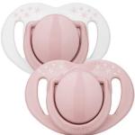 Twin Orthodontic Silicone Soothers Powder Pink 12m+ with Sterilization & Storage Box