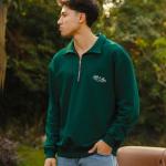 Green Faith and Luck Half Zip Sweatshirt