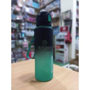 Acrylic Sports Water Bottle - 600ml - Black and Green Gradient