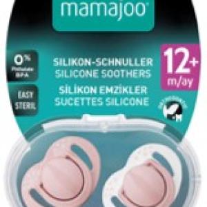 Twin Orthodontic Silicone Soothers Powder Pink 12m+ with Sterilization & Storage Box