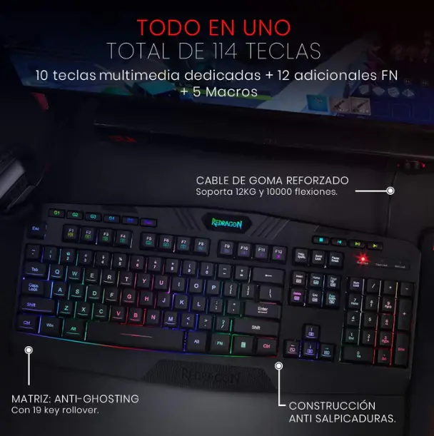 REDRAGON K503 Gamer Membrane Keyboard, Harpe Pro