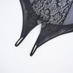 Floral Lace Embroidered Open Crotch Bodysuit