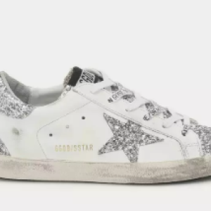 Golden Goose Super-Star White Silver Glitter