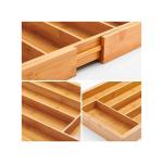 Multipurpose drawer organizer made of water-resistant bamboo wood, divided into 7 compartments, including 2 movable compartments - kitchen tool divider
