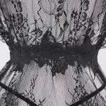 Black Lace Embroidery High Slit See-Through Seduction Negligee Panty Set