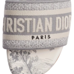 Dway Slide Gray Embroidered Cotton and Toile de Jouy Motif