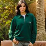 Green Faith and Luck Half Zip Sweatshirt