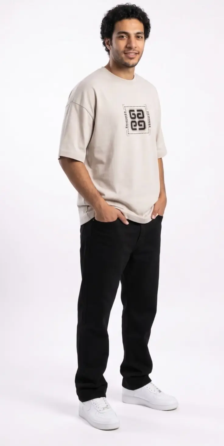 Cream Oversized Stress T-Shirt