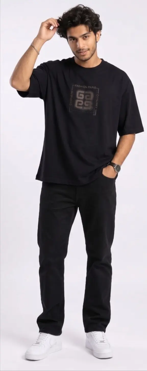 Black Oversized Stress T-Shirt